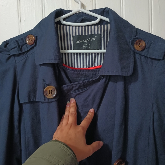 🌟Atmosphere Navy Blue Trench Coat Size S🌟 - Picture 6 of 16